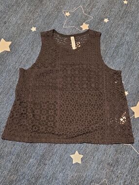 RVCA Black Crochet Patchwork Sleeveless Tank